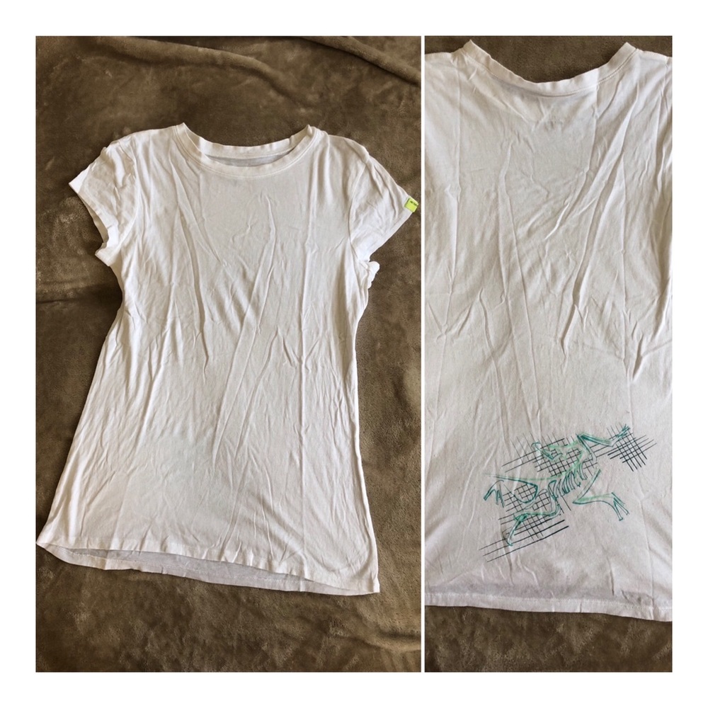 Arc'teryx white tee with graphic on back